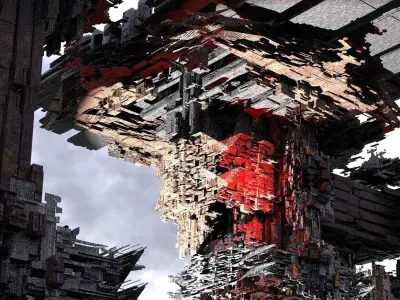 Dark Cyberpunk City Base Extended Kit bash  3D model