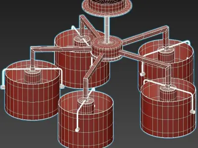 sayrus ceiling light with five drum lights 3D model