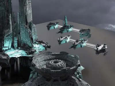 Sci-fi Mega Dome City 3D model
