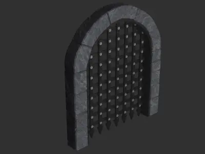 Animated Medieval Gate Low-poly 3D model