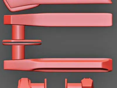 The chrome door handle in a sleek design Free 3D model