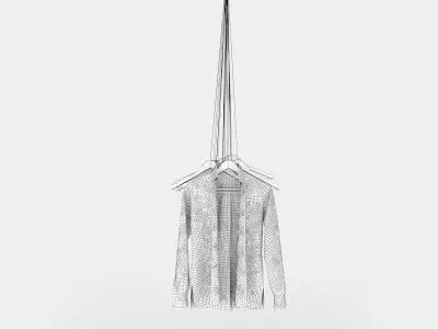 Hanging coat rack with hangers 3D model