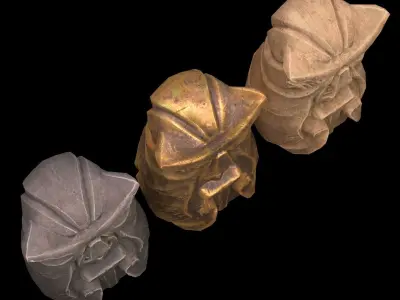 Totem three owl statues 3D model