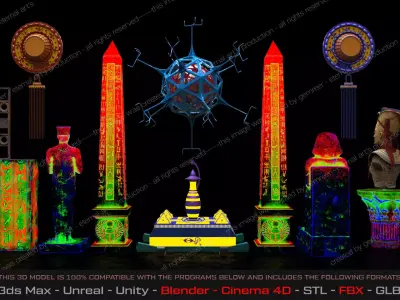 Ancient Egypt  Lost Electric System Pack Low-poly 3D model