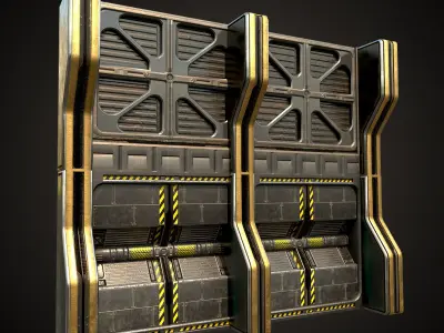 SCI-FI PBR Wall Collection Low-poly 3D model