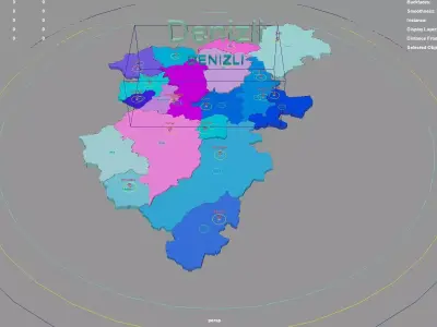 Denizli  Aegean Region  Turkey map region geography political 3D model