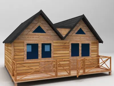 Wooden Houses Pack low poly Low-poly 3D model