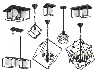 732 Gabbia Lightstar Collection of Loft Lamps 3D Model Pack