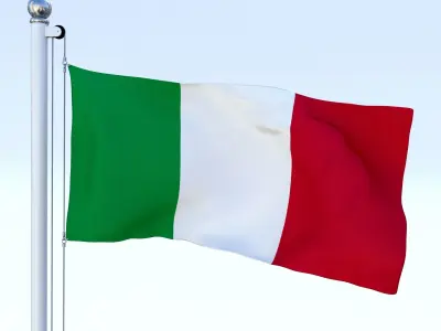 Animated Italy Flag Low-poly 3D model