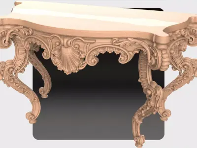 Carved console 4 leg for CNC 04 3D model