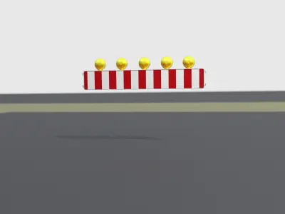 Construction Barrier 4 with warning lights 600-34 250x1600mm Low-poly 3D model