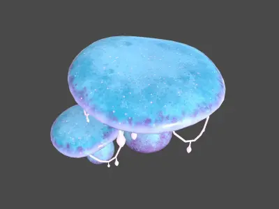 Fantasy Mushroom C01 Purple Blue - Scene Backdrop Design Low-poly 3D model