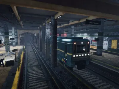 Subway Station Environment Low-poly 3D model