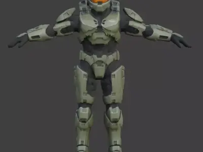 Halo game sci fi character low poly Low-poly 3D model
