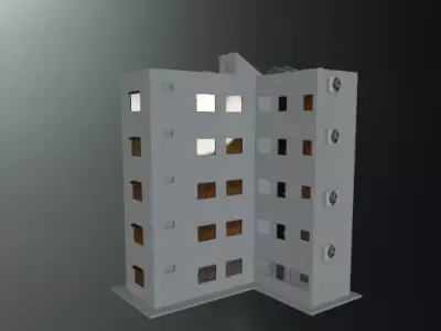 Residential Building game-ready l-poly Low-poly 3D model