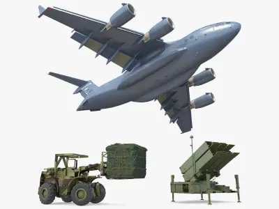  Forklift Loads Cargo to the Boeing C17 Globemaster III Rigged 