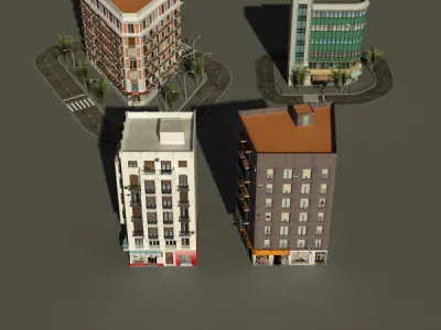 Building Collection 21-24 Low-poly 3D model