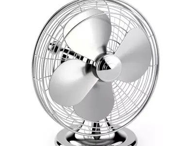 Vintage Chrome Desk Fan Low-poly 3D model