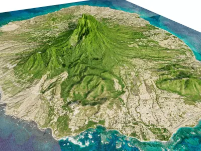 Nevis island in Caribbean 3d model terrain 3D model