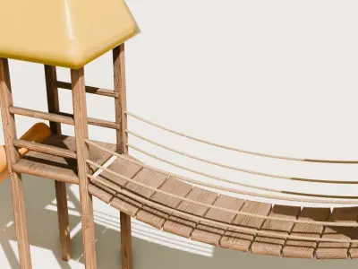 Playground castle with a slide Low-poly 3D model