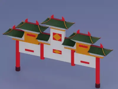 Ancient Chinese Entrance Low-poly 3D model