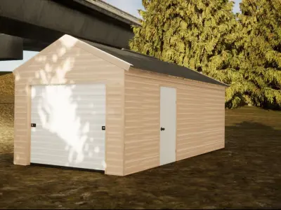 Storage Shed with garage door and side enrtance Low-poly 3D model