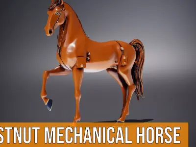 Chestnut Mechanical Horse model pack Low-poly 3D model