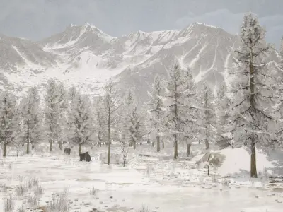 Snow Forest Environment Pack UE Low-poly 3D model