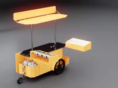 Mobile Food Cart Low-poly 3D model