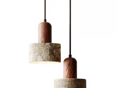 Travertine Stone Pendant Light 3D model