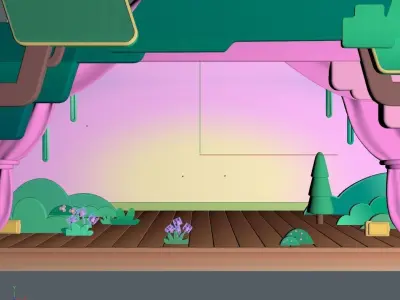 cartoon stage 3D model