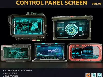 control panel screen - Vol 01 Low-poly 3D model