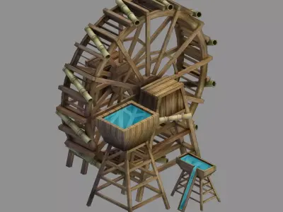 Yamano - Seaside - Waterwheel 01 3D model