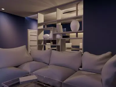 Interior smal flat with panoramic windows 3D model