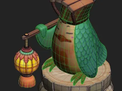 Cartoon version - fat bird light 3D model