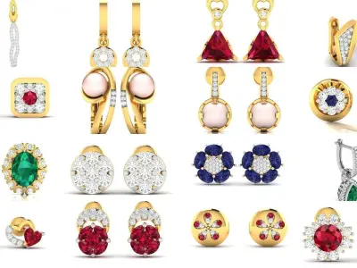 100 LIGHT WT EARRINGS  3D Model Pack