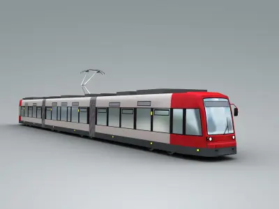 Lowpoly Tram 2 metro train Low-poly 3D model
