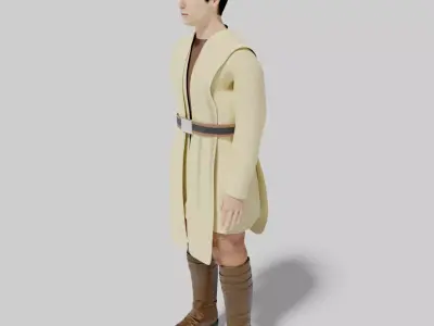 Jedi-rigged and animated Low-poly 3D model
