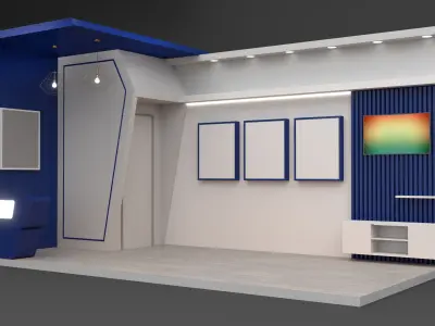 18s qmtr exhibition stand Two side open  3D model