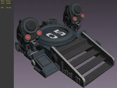 Sci-fi strobe capsule cabin deck console elevator shaft future 3D model