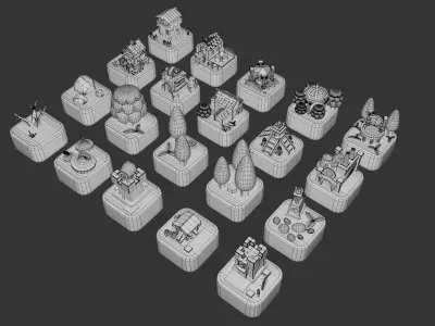Cartoon scene Low-poly 3D model