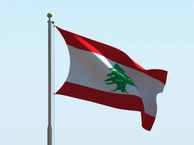 Animated Lebanon Flag  3D model