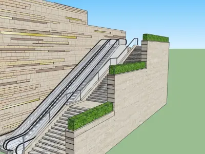 3D model of escalators and stairs 3D model