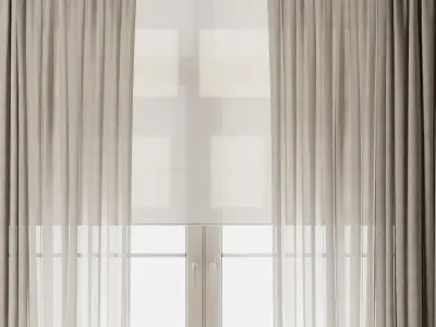 Linen Curtain - Roller bilnd collections 016 HBH Low-poly 3D model