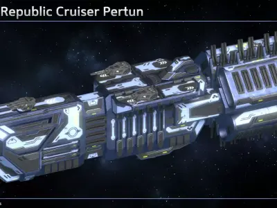Spaceship Enkar Republic Cruiser Pertun Low-poly 3D model