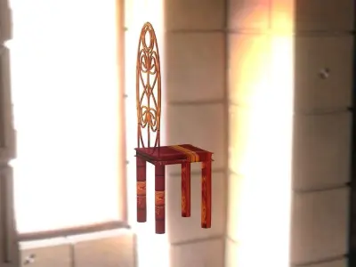 Artificial classic chair Low-poly 3D model