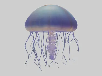 Jellyfish floating model Low-poly 3D model