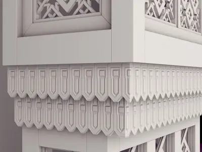 Mashrabiya 5 ornate wooden building with balcony 3D model