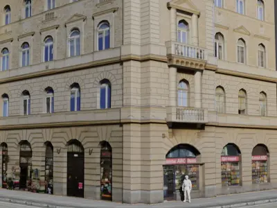 Low Poly Central Eastern European City Building Low-poly 3D model