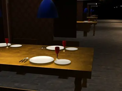 Open Restaurant Low-poly 3D model